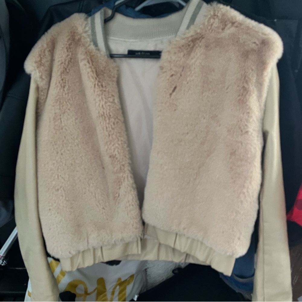 Pleather and faux fur Girls stylish Jacket.
